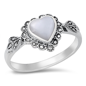 Silver Stone Ring  - Heart