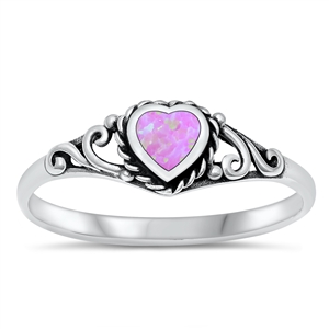 Silver Lab Opal Ring - Heart