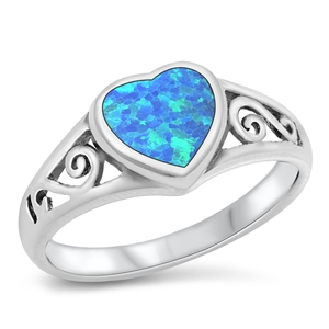 Silver Lab Opal Ring - Heart