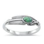 Silver Stone Ring - Feather