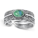 Silver Stone Ring - Feather