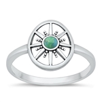 Silver Stone Ring - Compass