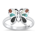 Silver Stone Ring - Butterfly