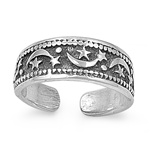 Silver Toe Ring - Moon & Star