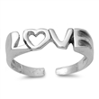 Silver Toe Ring - Love