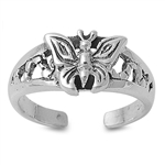 Silver Toe Ring - Butterfly