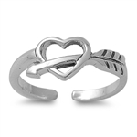 Silver Toe Ring - Heart & Arrow