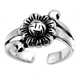 Silver Toe Ring - Flower