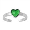 Silver CZ Toe Ring - Heart