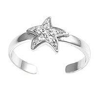 Silver CZ Toe Ring - Star