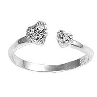 Silver CZ Toe Ring - Heart