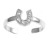 Silver CZ Toe Ring - Horse Shoe