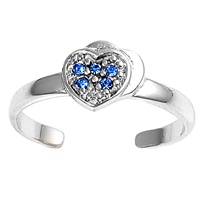 Silver CZ Toe Ring - Heart