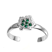 Silver CZ Toe Ring - Leaf