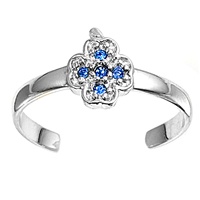 Silver CZ Toe Ring - Cross