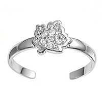 Silver CZ Toe Ring - Leaf