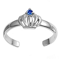 Silver CZ Toe Ring - Crown