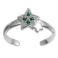 Silver CZ Toe Ring - Star