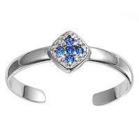 Silver CZ Toe Ring - Cross