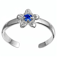 Silver CZ Toe Ring - Flower