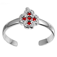 Silver CZ Toe Ring - Cross