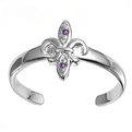 Silver CZ Toe Ring - Fleur De Lise