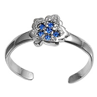 Silver CZ Toe Ring - Leaf