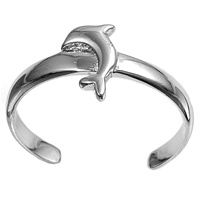 Silver CZ Toe Ring - Dolphin