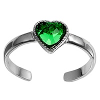 Silver CZ Toe Ring - Heart