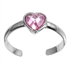 Silver CZ Toe Ring - Heart