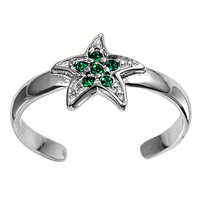 Silver CZ Toe Ring - Star