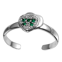 Silver CZ Toe Ring - Heart