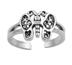 Silver Toe Ring - Butterfly