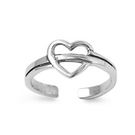 Silver Toe Ring - Heart