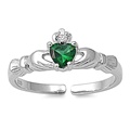 Silver CZ Toe Ring - Claddagh