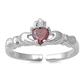 Silver CZ Toe Ring - Claddagh