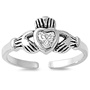 Silver CZ Toe Ring - Claddagh