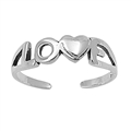 Silver Toe Ring - Love