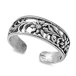 Silver Toe Ring - Flower