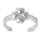 Silver Toe Ring - Four Leaf Clover