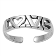 Silver Toe Ring - Love
