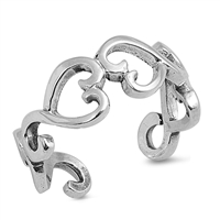 Silver Toe Ring - Heart