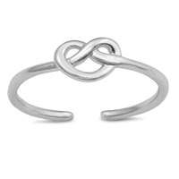 Silver Toe Ring - Mini Pretzel Heart