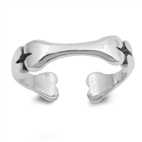 Silver Toe Ring - Bones