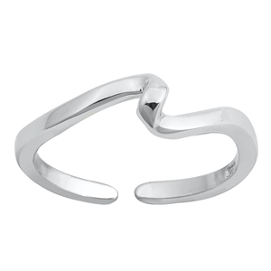 Silver Toe Ring - Wave