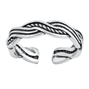 Silver Toe Ring - Braid