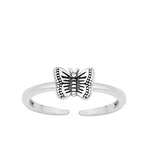 Silver Toe Ring - Butterfly