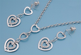 Silver Sets W/ CZ - Heart