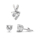 Silver Sets - Clear CZ Heart