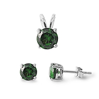 Silver Sets w/ CZ - Emerald CZ